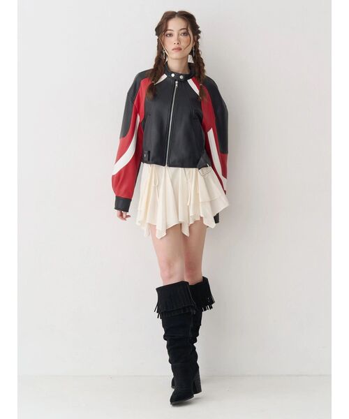 EVRIS(エヴリス)の「フリルリボンミニスカート(スカート・レディース・ブラック/ホワイト・FREE)」の9枚目の写真