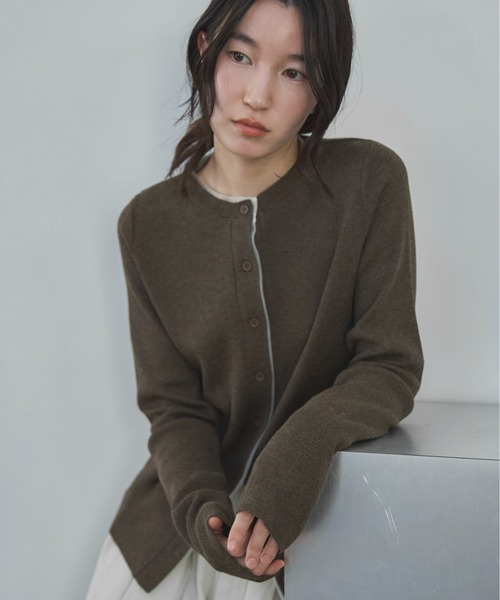 feepur(フェピュール)の「【ハンドウォッシャブル】チュールドッキングニットカーディガン(カーディガン/ボレロ・レディース・チャコールグレー/アイボリー/ブラック/ブラウン・MEDIUM)」の4枚目の写真