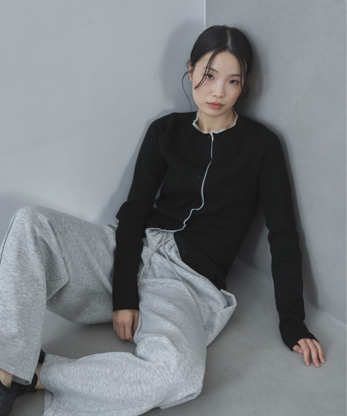 feepur(フェピュール)の「【ハンドウォッシャブル】チュールドッキングニットカーディガン(カーディガン/ボレロ・レディース・チャコールグレー/アイボリー/ブラック/ブラウン・MEDIUM)」の3枚目の写真