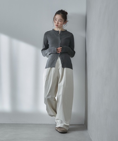 feepur(フェピュール)の「【ハンドウォッシャブル】チュールドッキングニットカーディガン(カーディガン/ボレロ・レディース・チャコールグレー/アイボリー/ブラック/ブラウン・MEDIUM)」の6枚目の写真