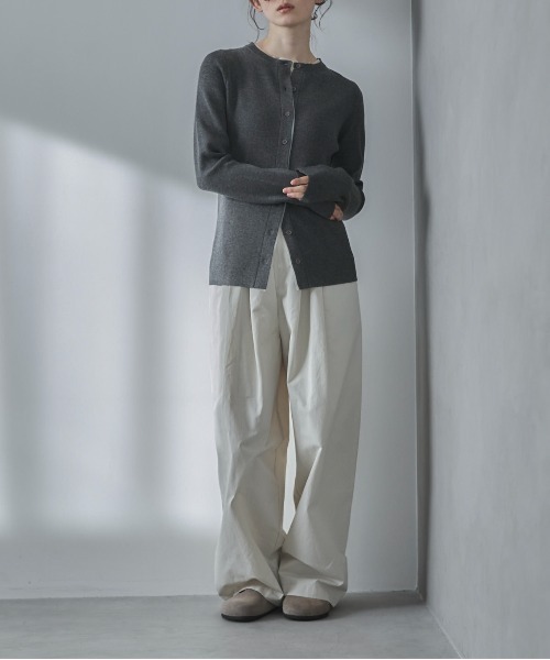 feepur(フェピュール)の「【ハンドウォッシャブル】チュールドッキングニットカーディガン(カーディガン/ボレロ・レディース・チャコールグレー/アイボリー/ブラック/ブラウン・MEDIUM)」の5枚目の写真