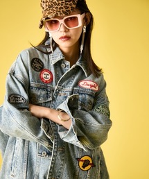 GEVS. | 綿100％ワッペン付ワイドシルエットデニムジャケット＜大きいサイズ有＞GEVS.(デニムジャケット)