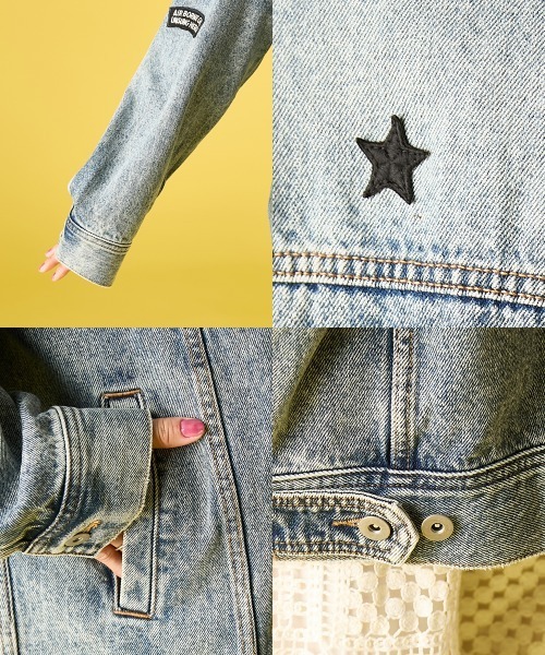 GEVS.（ジェイヴィス）の「綿100％ワッペン付ワイドシルエットデニムジャケット＜大きいサイズ有＞GEVS.（デニムジャケット・レディース・ブルー系・M-LL/3L～4L/5L～6L）」の9枚目の写真