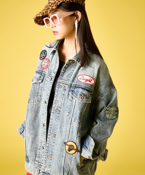 GEVS.（ジェイヴィス）の「綿100％ワッペン付ワイドシルエットデニムジャケット＜大きいサイズ有＞GEVS.（デニムジャケット・レディース・ブルー系・M-LL/3L～4L/5L～6L）」の14枚目の写真