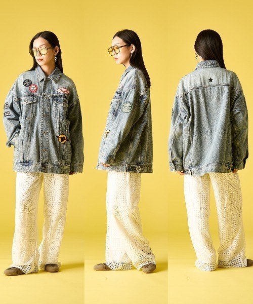 GEVS.（ジェイヴィス）の「綿100％ワッペン付ワイドシルエットデニムジャケット＜大きいサイズ有＞GEVS.（デニムジャケット・レディース・ブルー系・M-LL/3L～4L/5L～6L）」の12枚目の写真