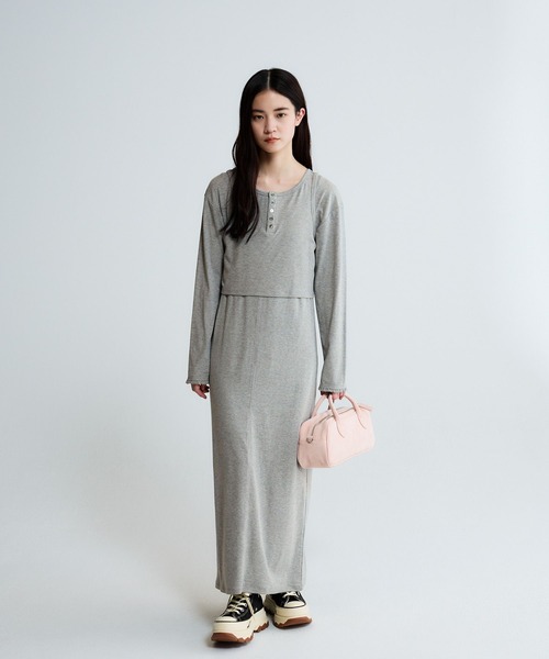 JEANASIS(ジーナシス)の「マルチWAYヘンリーネックワンピース/652150(ワンピース・レディース・ブラック/グレー・FREE)」の2枚目の写真