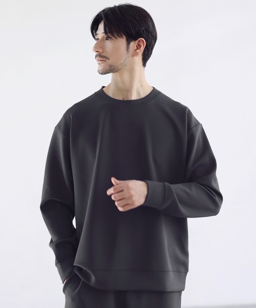 SPU(スプ)の「【セットアップ対応】防シワ・抗ピリング・ウォッシャブル ハイポンチクルーネックスウェットプルオーバー(スウェット・メンズ・ネイビー/杢グレー/グレー/ブラック/チャコール/グレー系・M/S/XL/L)」の1枚目の写真