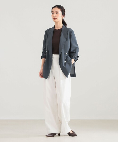 Demi-Luxe BEAMS（デミルクス ビームス）の「AK+1 / シアー 4ボタン ダブル ジャケット（テーラードジャケット・レディース・ブラック/グレー・38/36）」の3枚目の写真