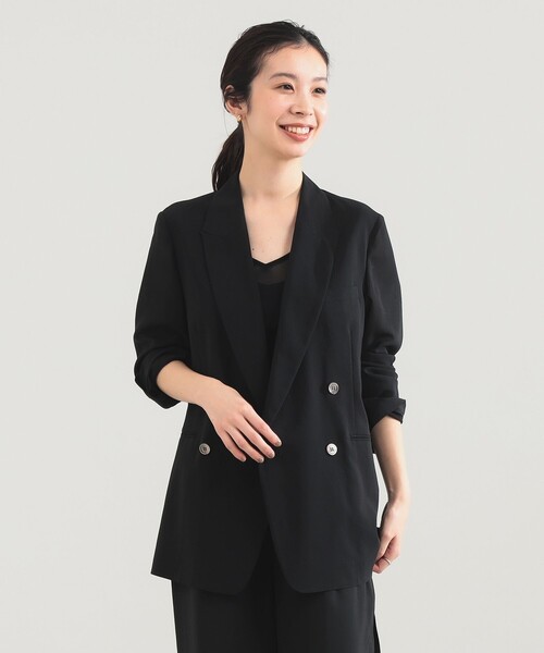 Demi-Luxe BEAMS（デミルクス ビームス）の「AK+1 / シアー 4ボタン ダブル ジャケット（テーラードジャケット・レディース・ブラック/グレー・38/36）」の11枚目の写真
