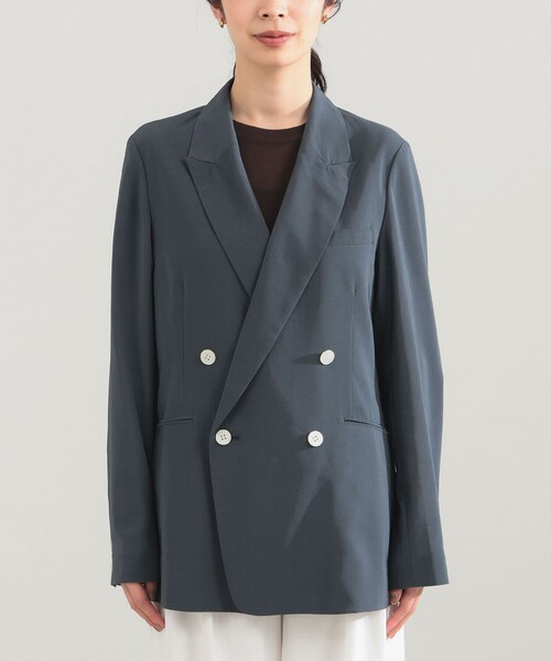 Demi-Luxe BEAMS（デミルクス ビームス）の「AK+1 / シアー 4ボタン ダブル ジャケット（テーラードジャケット・レディース・ブラック/グレー・38/36）」の13枚目の写真