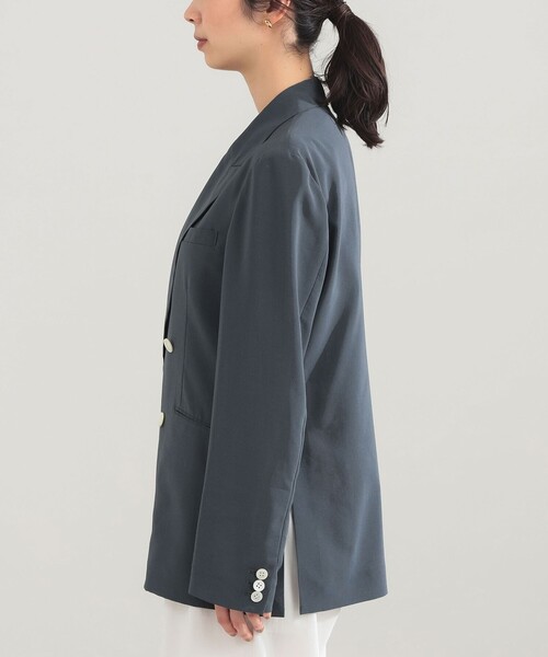 Demi-Luxe BEAMS（デミルクス ビームス）の「AK+1 / シアー 4ボタン ダブル ジャケット（テーラードジャケット・レディース・ブラック/グレー・38/36）」の14枚目の写真