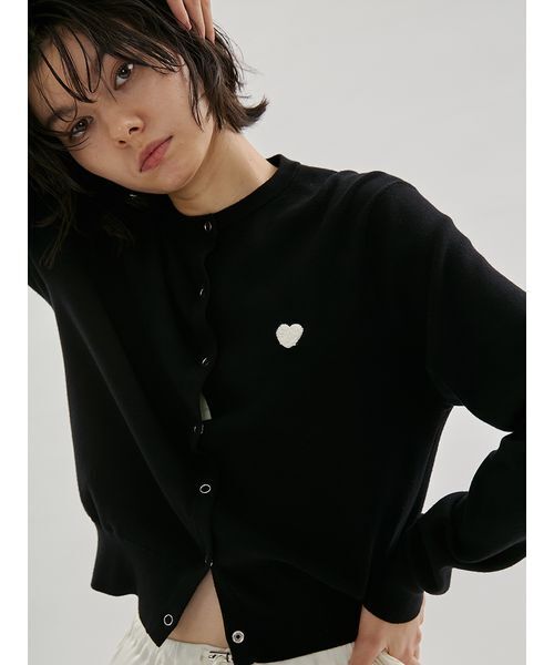 emmi（エミ）の「【HEART】 eco ハートニットカーディガン【アンサンブル可能】（カーディガン/ボレロ・レディース・グレー/レッド/ブラック/アイボリー・F）」の12枚目の写真