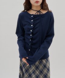 【umm.】チョーカー付きドレープデザインカーディガン