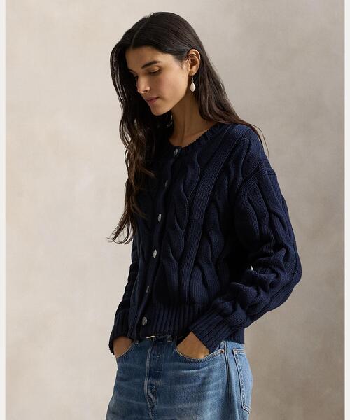 Polo Ralph Lauren ネイビー ケーブルニットコットンカーディガン