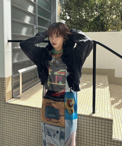 Ameri（アメリ）の「OYSTER SILHOUETTE HOODIE（パーカー・レディース・スミクロ/パープル/ライトベージュ・FREE）」の2枚目の写真