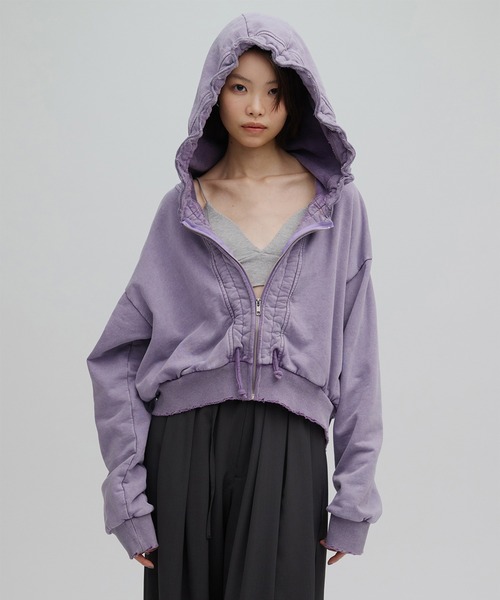 Ameri（アメリ）の「OYSTER SILHOUETTE HOODIE（パーカー・レディース・スミクロ/パープル/ライトベージュ・FREE）」の10枚目の写真