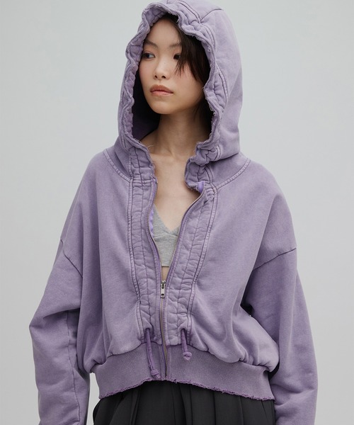 Ameri（アメリ）の「OYSTER SILHOUETTE HOODIE（パーカー・レディース・スミクロ/パープル/ライトベージュ・FREE）」の12枚目の写真