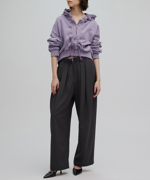 Ameri（アメリ）の「OYSTER SILHOUETTE HOODIE（パーカー・レディース・スミクロ/パープル/ライトベージュ・FREE）」の14枚目の写真