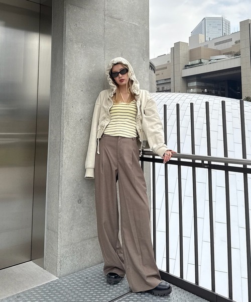 Ameri（アメリ）の「OYSTER SILHOUETTE HOODIE（パーカー・レディース・スミクロ/パープル/ライトベージュ・FREE）」の19枚目の写真