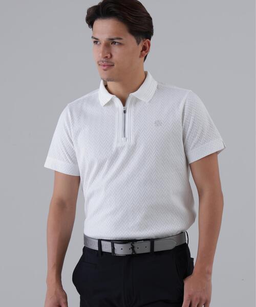 St ANDREWS(セントアンドリュース)の「【St ANDREWS】ヘリンボーンジャガード半袖ポロシャツ (MENS)(ポロシャツ・メンズ・イエロー/ブラック/ホワイト・M/L)」の2枚目の写真