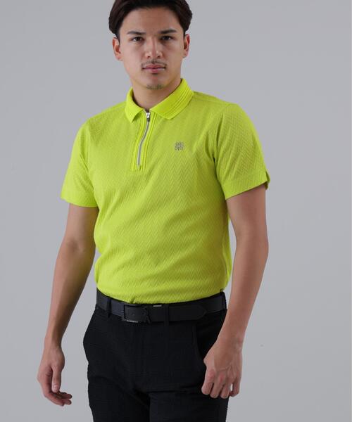 St ANDREWS(セントアンドリュース)の「【St ANDREWS】ヘリンボーンジャガード半袖ポロシャツ (MENS)(ポロシャツ・メンズ・イエロー/ブラック/ホワイト・M/L)」の3枚目の写真
