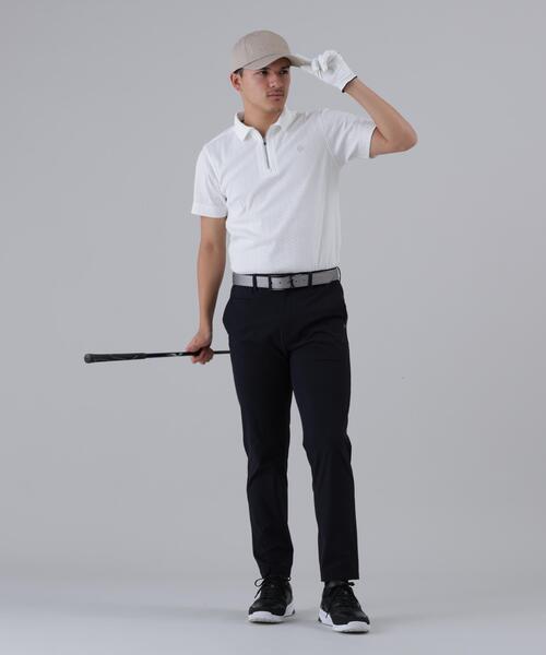 St ANDREWS(セントアンドリュース)の「【St ANDREWS】ヘリンボーンジャガード半袖ポロシャツ (MENS)(ポロシャツ・メンズ・イエロー/ブラック/ホワイト・M/L)」の4枚目の写真