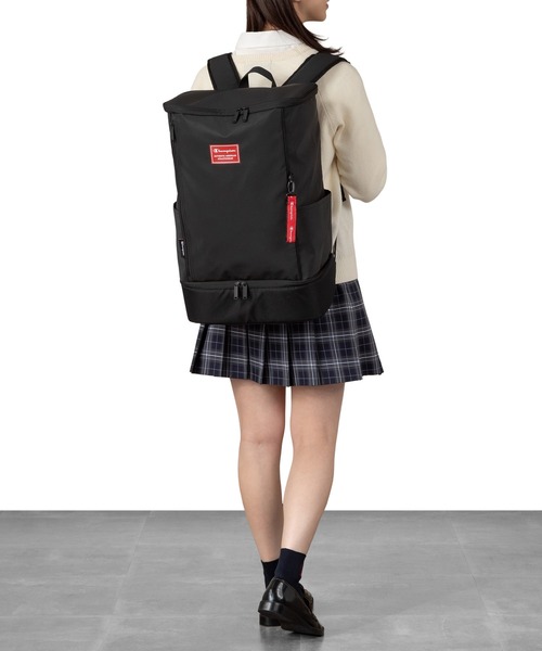 Champion（チャンピオン）の「チャンピオン リュックサック ボックス型 2気室 通学 65455（バックパック/リュック・メンズ・ブラック×ピンク/ブラック×グリーン/ブラック×ブラック/ブラック×レッド・FREE）」の14枚目の写真