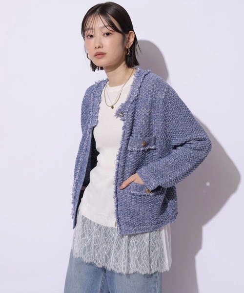 Mystrada(マイストラーダ)の「レースドッキングニット(ニット/セーター・レディース・ピンク系その他/ブラック/ミント/ホワイト・38)」の9枚目の写真