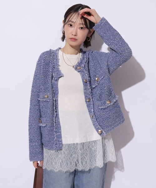 Mystrada(マイストラーダ)の「レースドッキングニット(ニット/セーター・レディース・ピンク系その他/ブラック/ミント/ホワイト・38)」の11枚目の写真