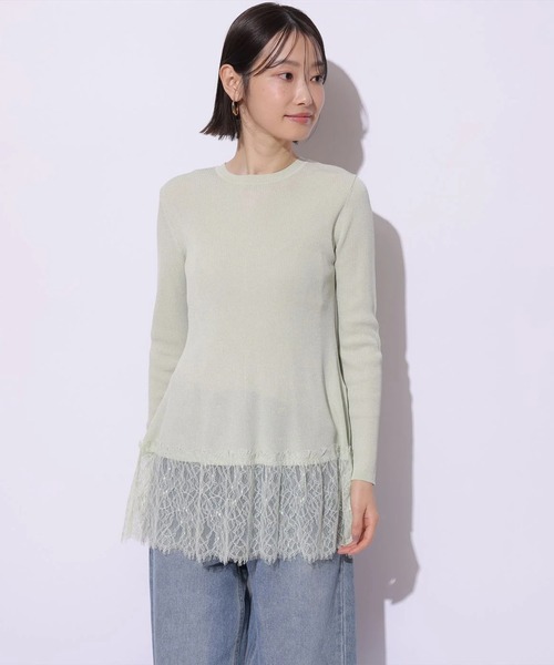 Mystrada(マイストラーダ)の「レースドッキングニット(ニット/セーター・レディース・ピンク系その他/ブラック/ミント/ホワイト・38)」の14枚目の写真