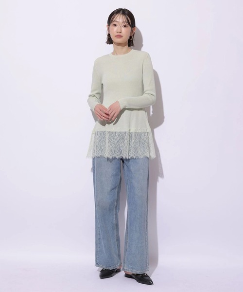 Mystrada(マイストラーダ)の「レースドッキングニット(ニット/セーター・レディース・ピンク系その他/ブラック/ミント/ホワイト・38)」の15枚目の写真