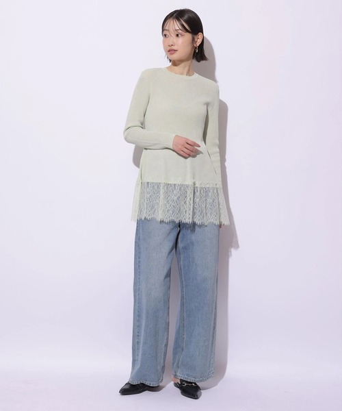 Mystrada(マイストラーダ)の「レースドッキングニット(ニット/セーター・レディース・ピンク系その他/ブラック/ミント/ホワイト・38)」の16枚目の写真