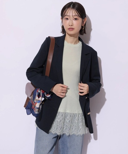 Mystrada(マイストラーダ)の「レースドッキングニット(ニット/セーター・レディース・ピンク系その他/ブラック/ミント/ホワイト・38)」の17枚目の写真