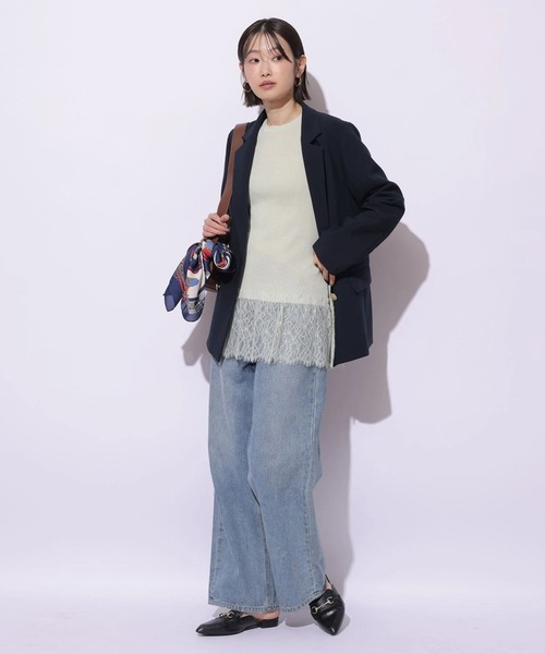 Mystrada(マイストラーダ)の「レースドッキングニット(ニット/セーター・レディース・ピンク系その他/ブラック/ミント/ホワイト・38)」の18枚目の写真