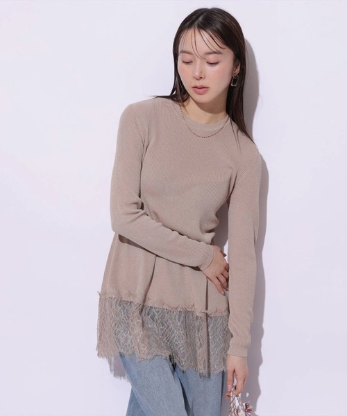 Mystrada(マイストラーダ)の「レースドッキングニット(ニット/セーター・レディース・ピンク系その他/ブラック/ミント/ホワイト・38)」の21枚目の写真