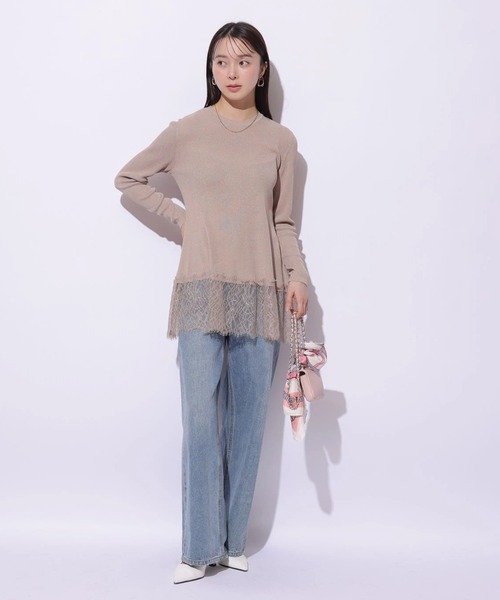 Mystrada(マイストラーダ)の「レースドッキングニット(ニット/セーター・レディース・ピンク系その他/ブラック/ミント/ホワイト・38)」の22枚目の写真