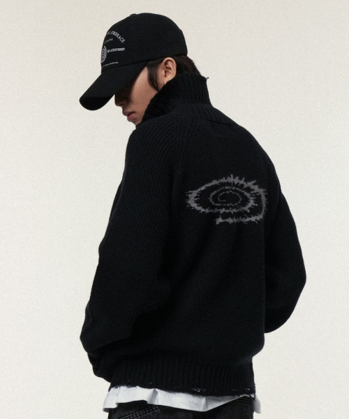 IDWS(アイドンワナセル)の「Swift Symbol High Neck Knit Zip Up Black(カーディガン/ボレロ・レディース・その他・0/2/1)」の1枚目の写真