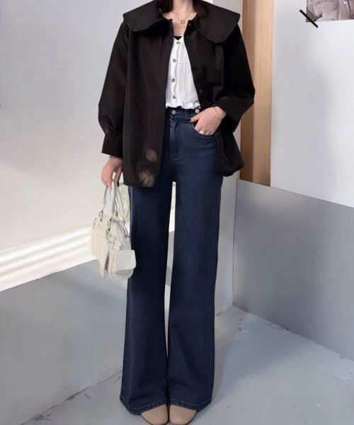 Miniministore(ミニミニストア)の「レディースデニムパンツウエストボタン調節(デニムパンツ・レディース・ブラック/ダークブルー・M/XL/S/L)」の5枚目の写真