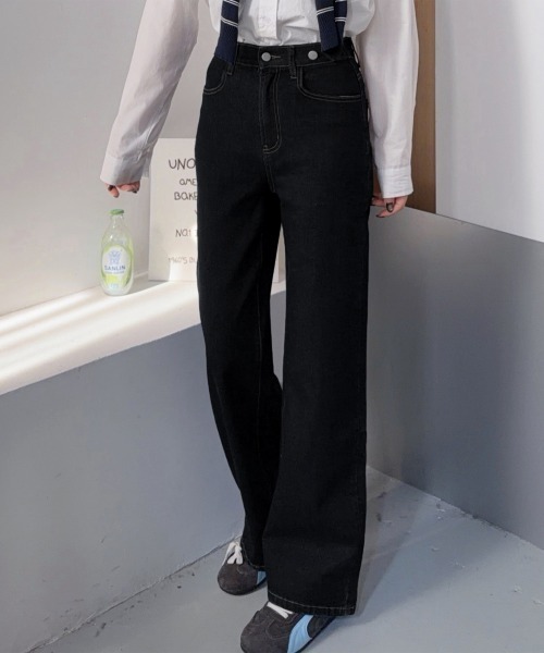 Miniministore(ミニミニストア)の「レディースデニムパンツウエストボタン調節(デニムパンツ・レディース・ブラック/ダークブルー・M/XL/S/L)」の10枚目の写真