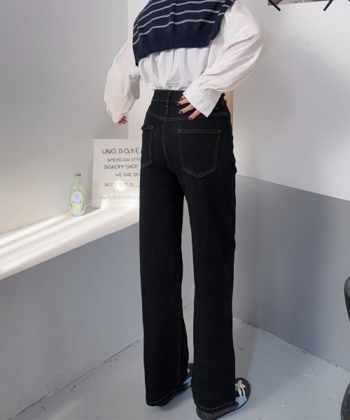 Miniministore(ミニミニストア)の「レディースデニムパンツウエストボタン調節(デニムパンツ・レディース・ブラック/ダークブルー・M/XL/S/L)」の15枚目の写真