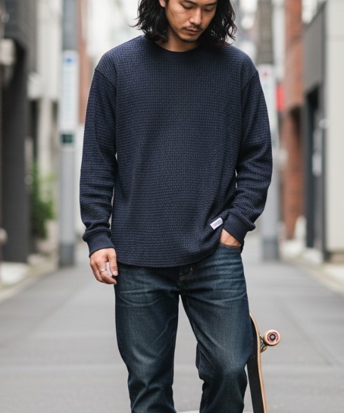 BANKS(バンクス)の「LS TEE /BANKS JOURNAL(バンクスジャーナル)長袖無地ロングT-シャツ(Tシャツ/カットソー・メンズ・グリーン/ネイビー・X-LARGE/MEDIUM)」の1枚目の写真