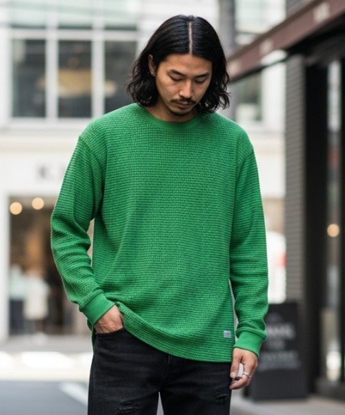 BANKS(バンクス)の「LS TEE /BANKS JOURNAL(バンクスジャーナル)長袖無地ロングT-シャツ(Tシャツ/カットソー・メンズ・グリーン/ネイビー・X-LARGE/MEDIUM)」の2枚目の写真