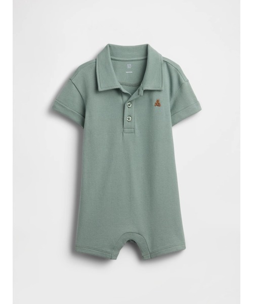 GAP(ギャップ)の「ピケポロ ショートオール (ベビー)(ロンパース・キッズ・グリーン・50cm/90cm/80cm/70cm/60cm)」の1枚目の写真
