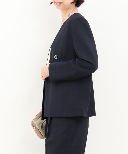 MICO COULIER（ミコクリエ）の「《セットアップ対応》シアーチェックジャケット（ダウンジャケット/コート・レディース・ネイビー・38/40）」の6枚目の写真