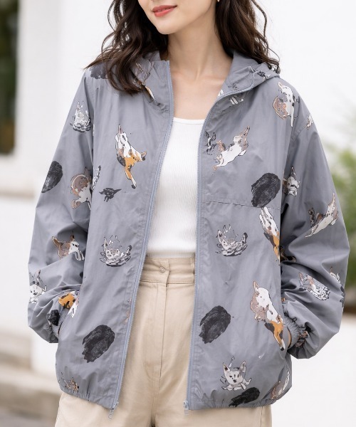 go slow caravan(ゴースローキャラバン)の「カットサッカー 総柄プリントジップパーカー(M1)(パーカー・メンズ・ブルー/グレー・MEDIUM/X-LARGE/LARGE)」の1枚目の写真