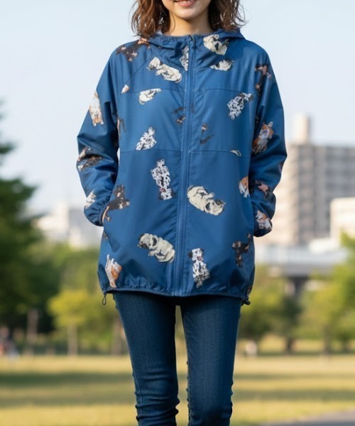 go slow caravan(ゴースローキャラバン)の「カットサッカー 総柄プリントジップパーカー(M1)(パーカー・メンズ・ブルー/グレー・MEDIUM/X-LARGE/LARGE)」の2枚目の写真