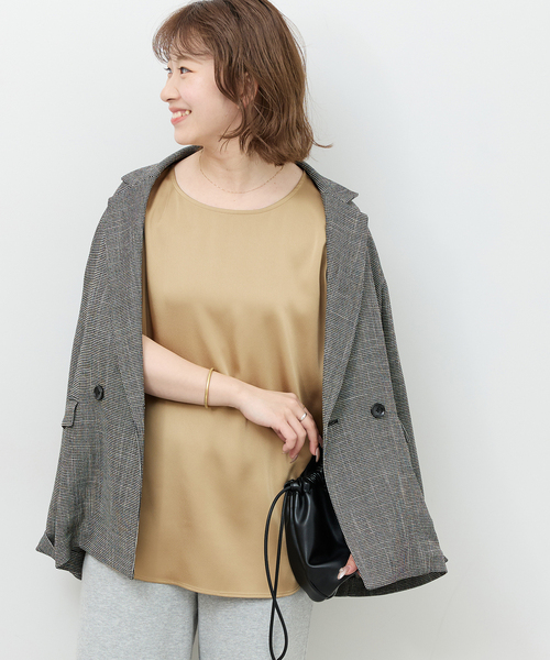 JOURNAL STANDARD relume(ジャーナルスタンダード レリューム)の「サテンノースリーブブラウス(シャツ/ブラウス・レディース・ネイビー/ベージュ・FREE)」の7枚目の写真