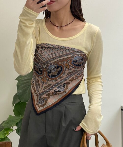 CIAOPANIC（チャオパニック）の「ダブルフェイスリバーシブル大判スカーフ（バンダナ/スカーフ・レディース・グリーン/レッド・ONE SIZE）」の2枚目の写真