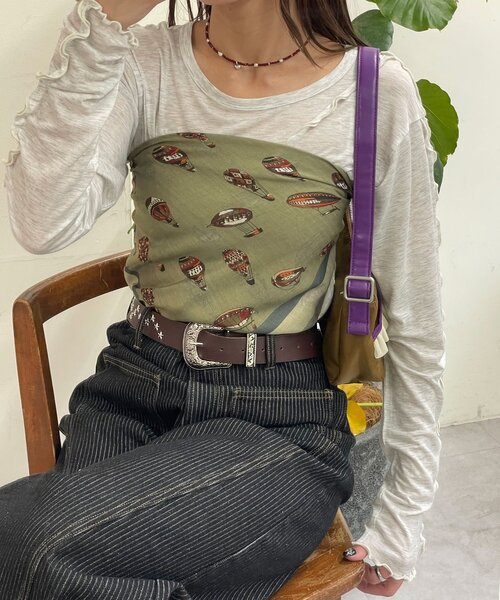 CIAOPANIC（チャオパニック）の「ダブルフェイスリバーシブル大判スカーフ（バンダナ/スカーフ・レディース・グリーン/レッド・ONE SIZE）」の5枚目の写真