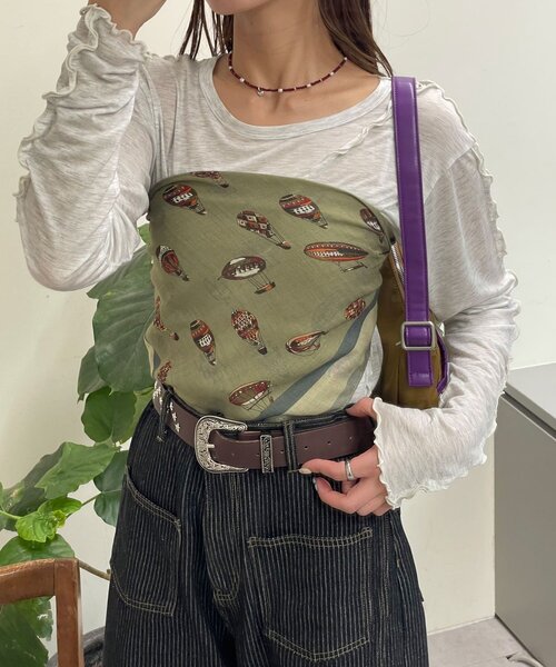 CIAOPANIC（チャオパニック）の「ダブルフェイスリバーシブル大判スカーフ（バンダナ/スカーフ・レディース・グリーン/レッド・ONE SIZE）」の6枚目の写真